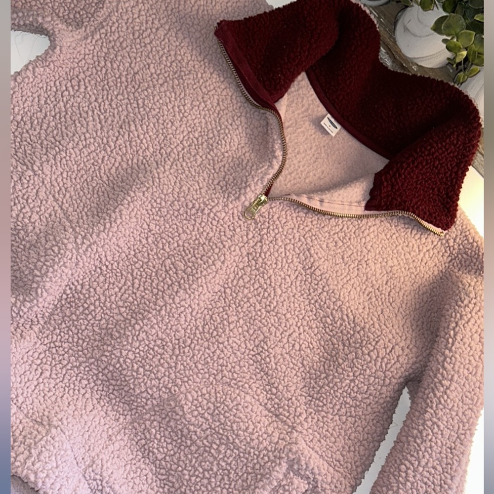1/4 zip Sherpa hoodie, Old Navy, Pink, Size S
